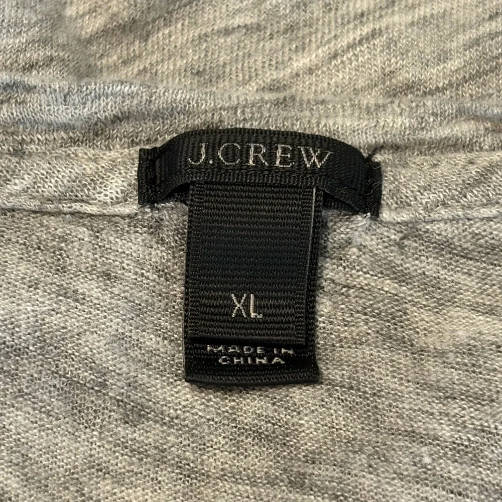 J. Crew Heather Gray Short-Sleeve Tee with Blue and Orange Tassel Stripes